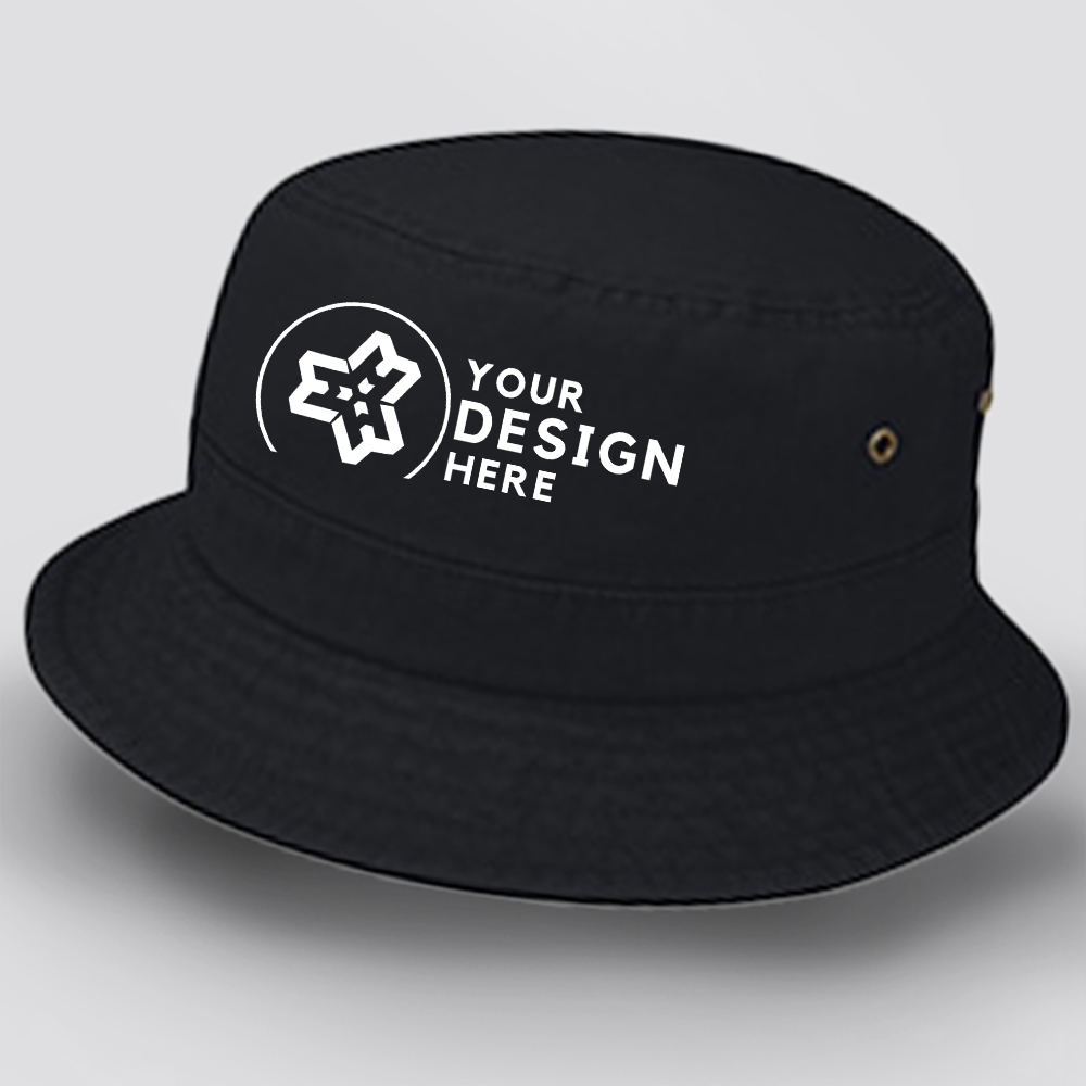 DTF printed and embroidered custom bucket hats for events and branding - high-resolution design