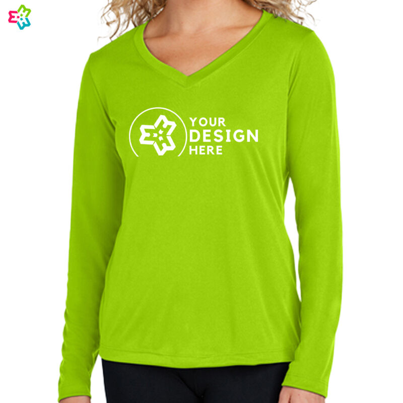 Sport Tek Women's Long Sleeve PosiCharge ® Competitor V Neck Tee Thumbnail