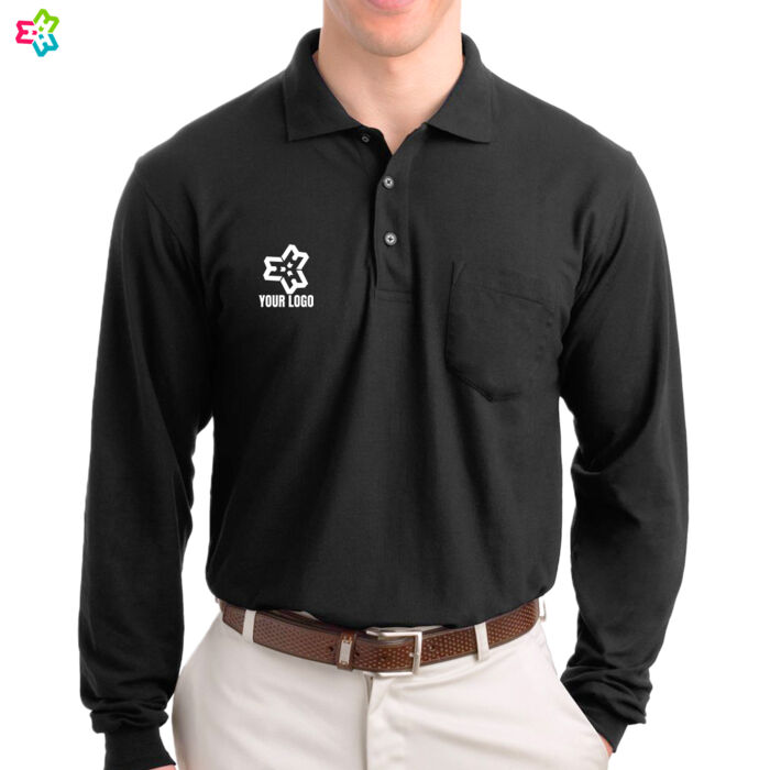 Port Authority Long Sleeve Silk Touch Polo with Pocket Thumbnail